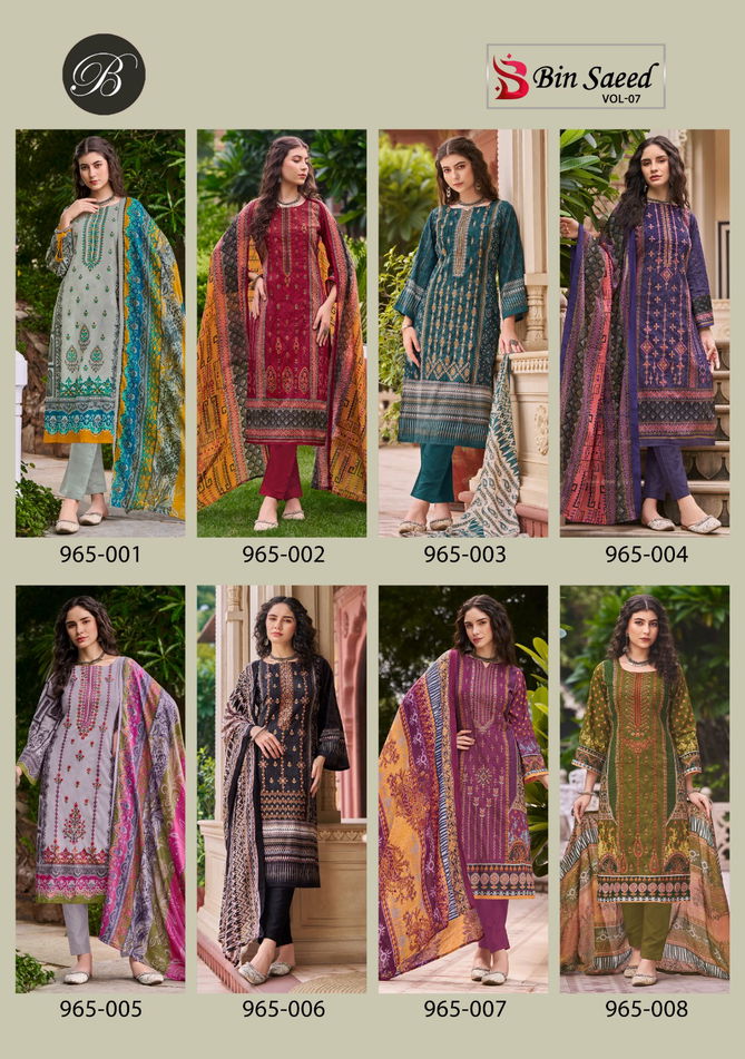 Bin Saeed Vol 7 By Belliza Digital Printed Cotton Dress Material Wholesale Price In Surat
